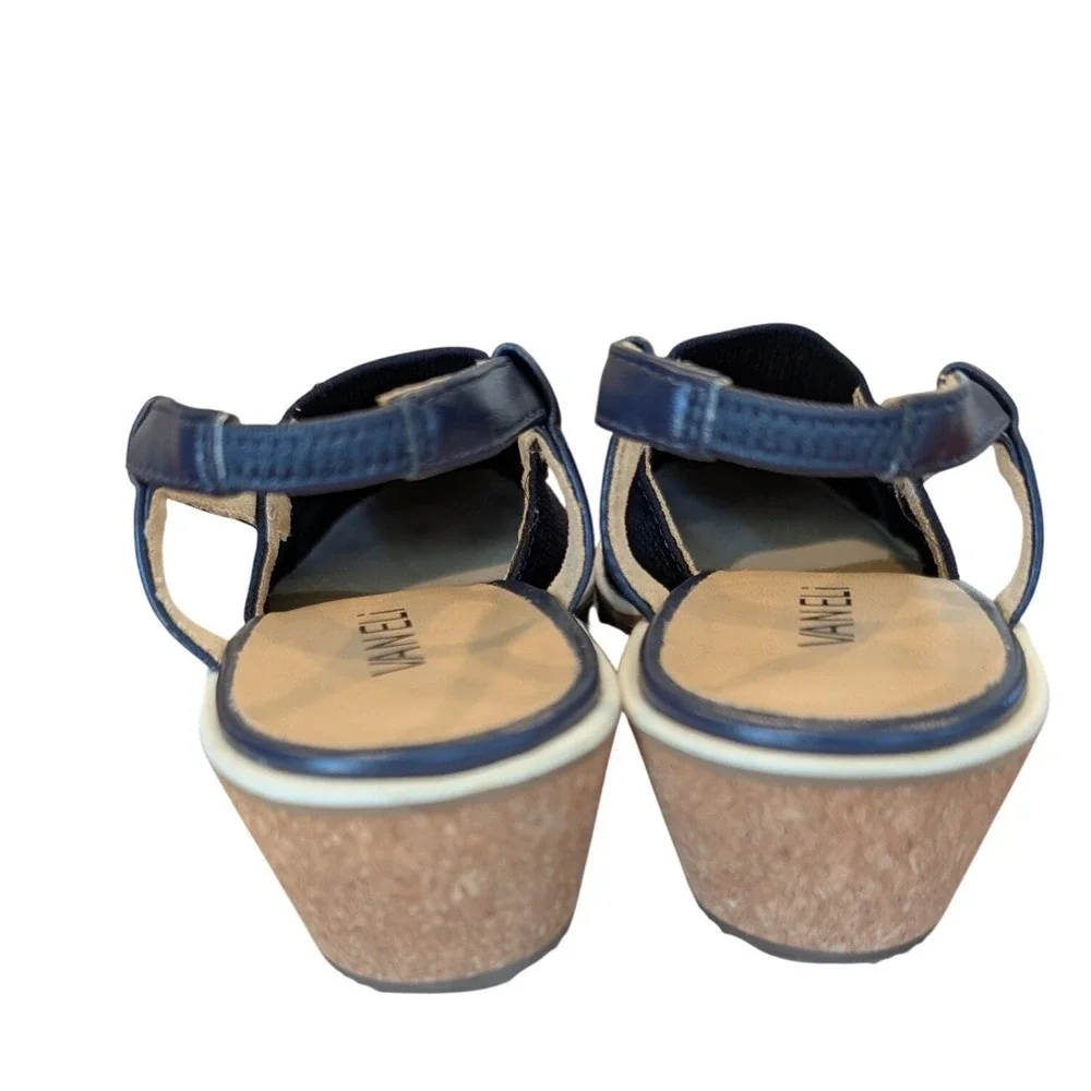 Van Eli Greer Slingback Shoes Wedge Comfort Navy Blue Knit Size 8